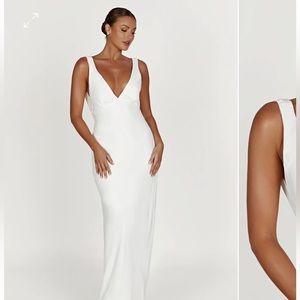 Amanza Maxi Dress with Cowl Back - White